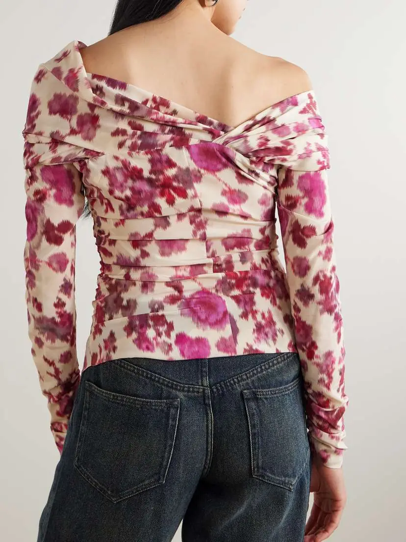 Isabel Marant Danka Off-the-shoulder Draped Floral-print Stretch-silk Top | Thumbnail 4 Isabel Marant Danka Off-the-shoulder Draped Floral-print Stretch-silk Top | Thumbnail 4