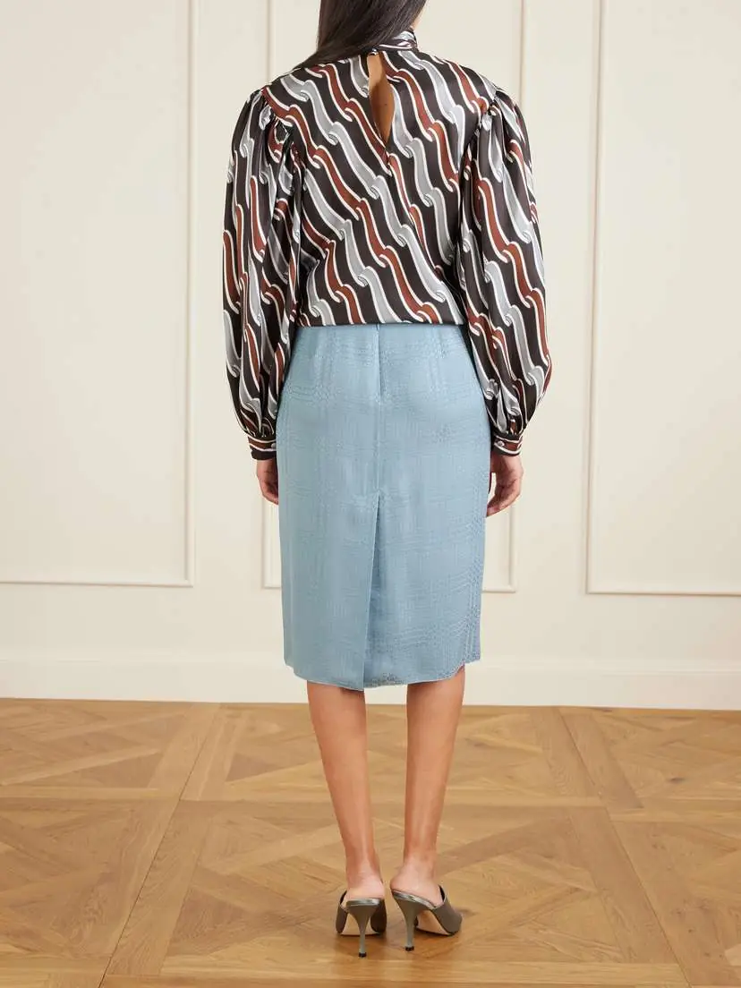 Gucci Logo-detailed Silk-jacquard Midi Skirt | Thumbnail 4 Gucci Logo-detailed Silk-jacquard Midi Skirt | Thumbnail 4