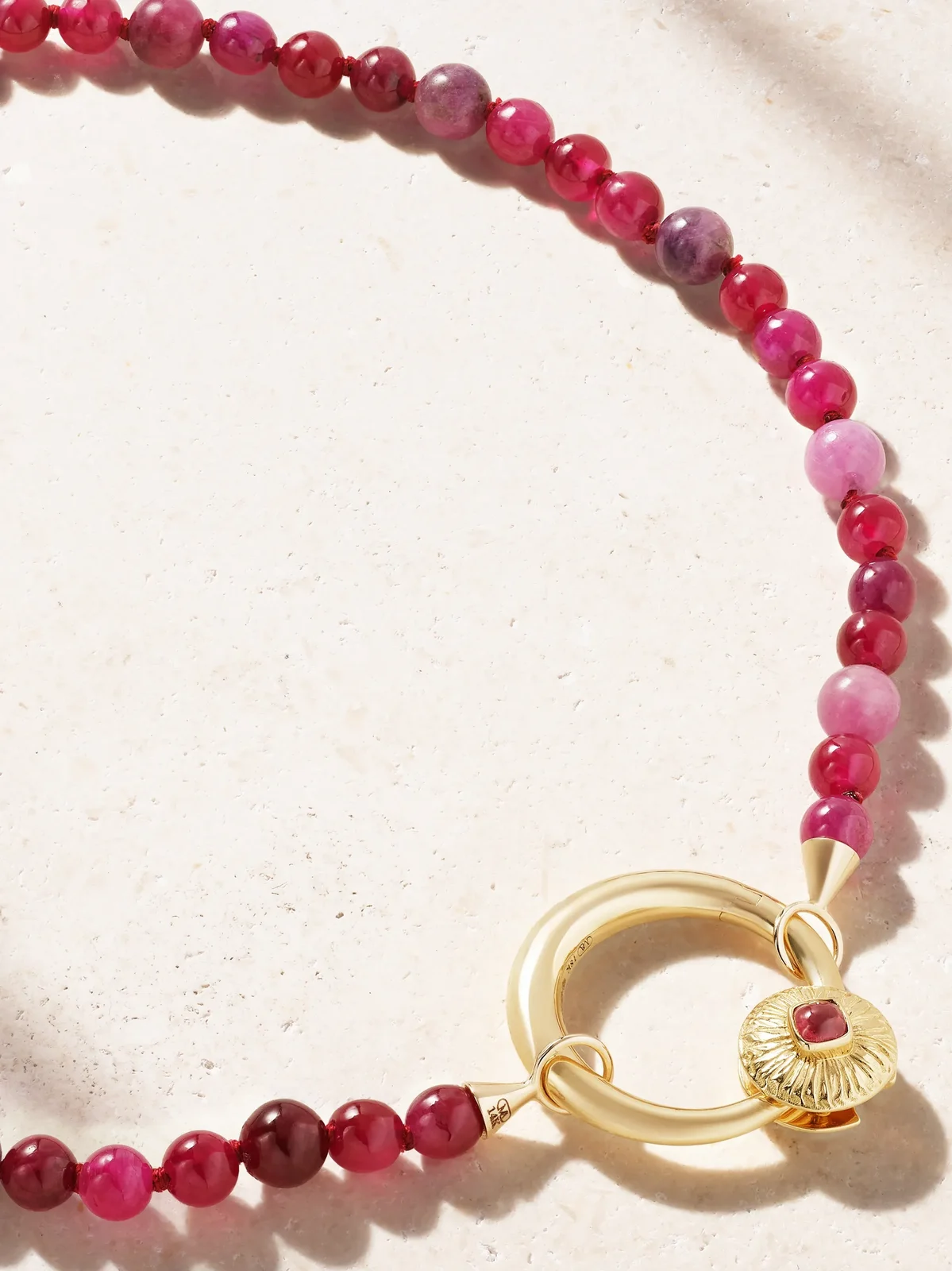 Marla Aaron Flower Musgrave Lock 14-karat Gold, Ruby And Spinel Necklace - Silver