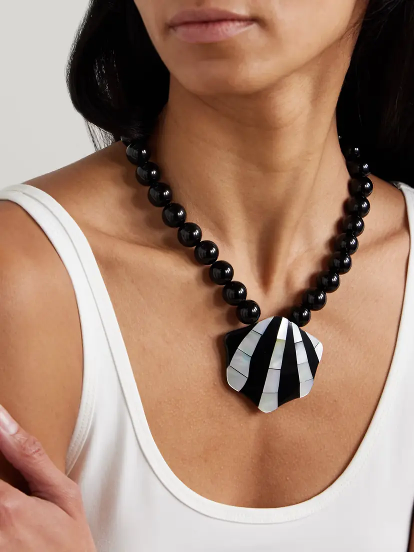Julietta Maris Silver-tone Onyx, Resin And Shell Necklace | Thumbnail 2 Julietta Maris Silver-tone Onyx, Resin And Shell Necklace | Thumbnail 2