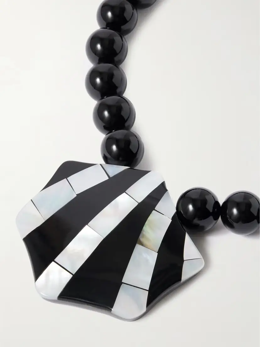 Julietta Maris Silver-tone Onyx, Resin And Shell Necklace | Thumbnail 4 Julietta Maris Silver-tone Onyx, Resin And Shell Necklace | Thumbnail 4