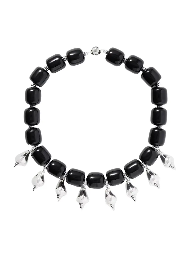 Odeon Silver-tone And Resin Necklace Odeon Silver-tone And Resin Necklace