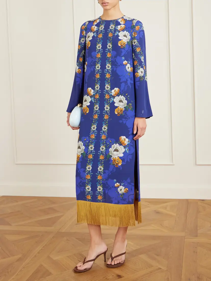 Borgo de Nor Fringed Floral-print Satin-crepe Maxi Dress | Thumbnail 2 Borgo de Nor Fringed Floral-print Satin-crepe Maxi Dress | Thumbnail 2