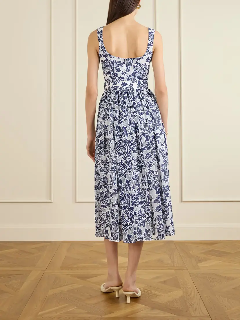 Borgo de Nor Mackenzie Belted Lace-paneled Cotton-blend Midi Dress | Thumbnail 3