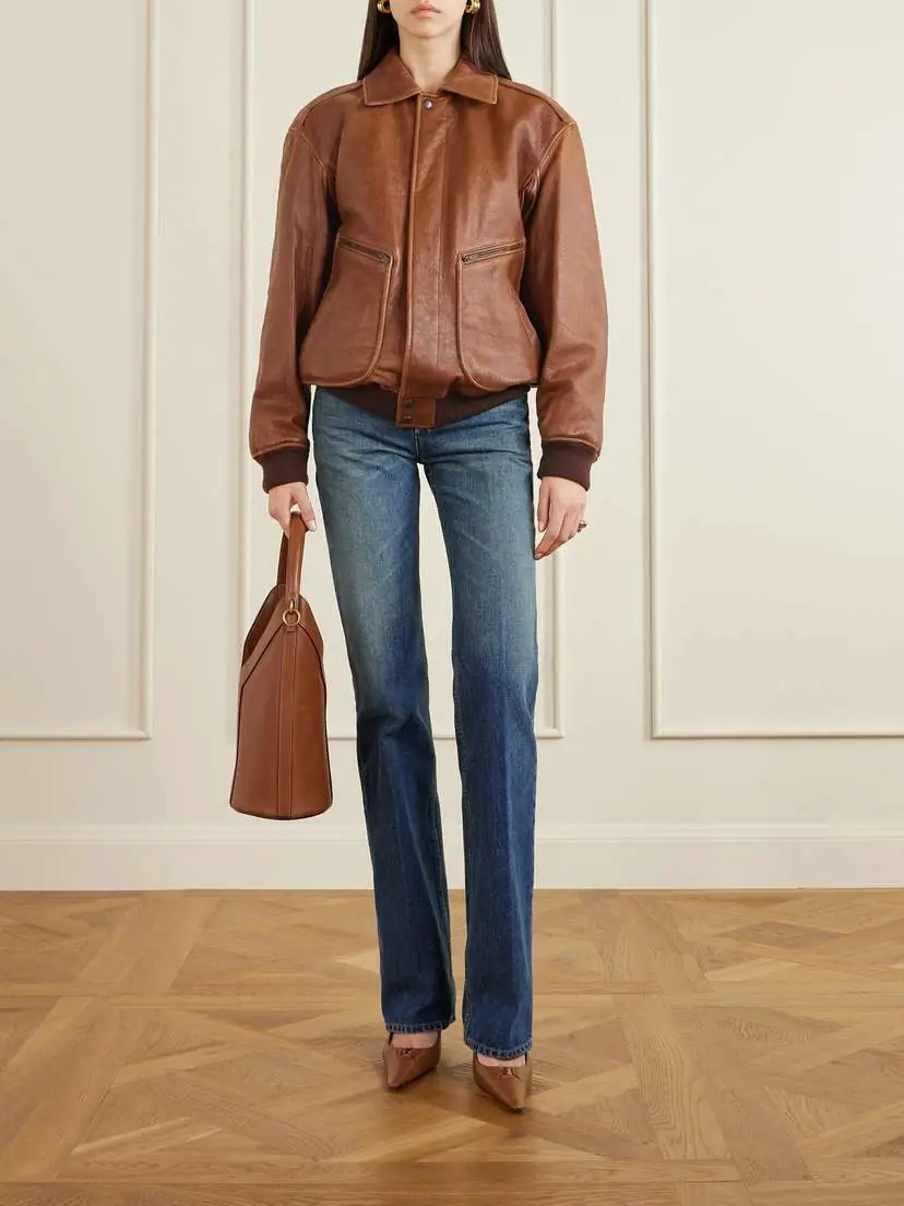 Saint Laurent Leather Bomber Jacket | Thumbnail 2 Saint Laurent Leather Bomber Jacket | Thumbnail 2