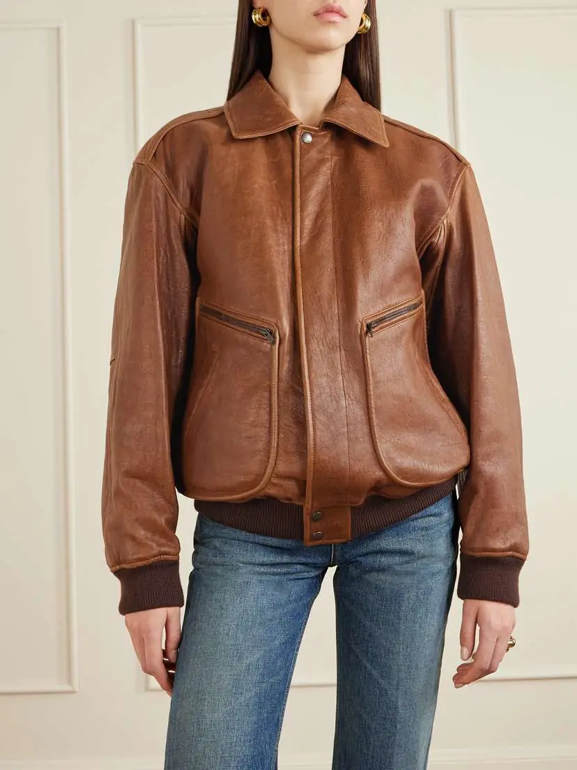 Saint Laurent Leather Bomber Jacket | Thumbnail 3 Saint Laurent Leather Bomber Jacket | Thumbnail 3