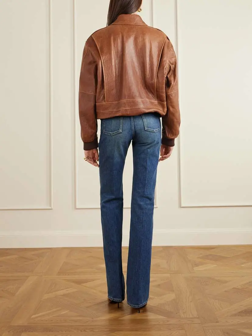 Saint Laurent Leather Bomber Jacket | Thumbnail 4 Saint Laurent Leather Bomber Jacket | Thumbnail 4