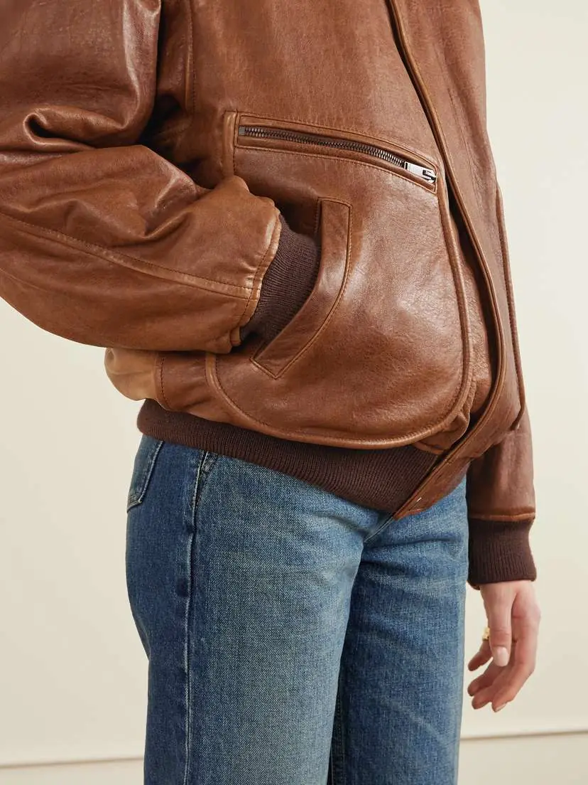 Saint Laurent Leather Bomber Jacket | Thumbnail 5 Saint Laurent Leather Bomber Jacket | Thumbnail 5