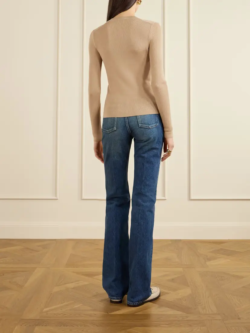 Saint Laurent Ribbed-knit Wool, Cashmere And Silk-blend Top | Thumbnail 4