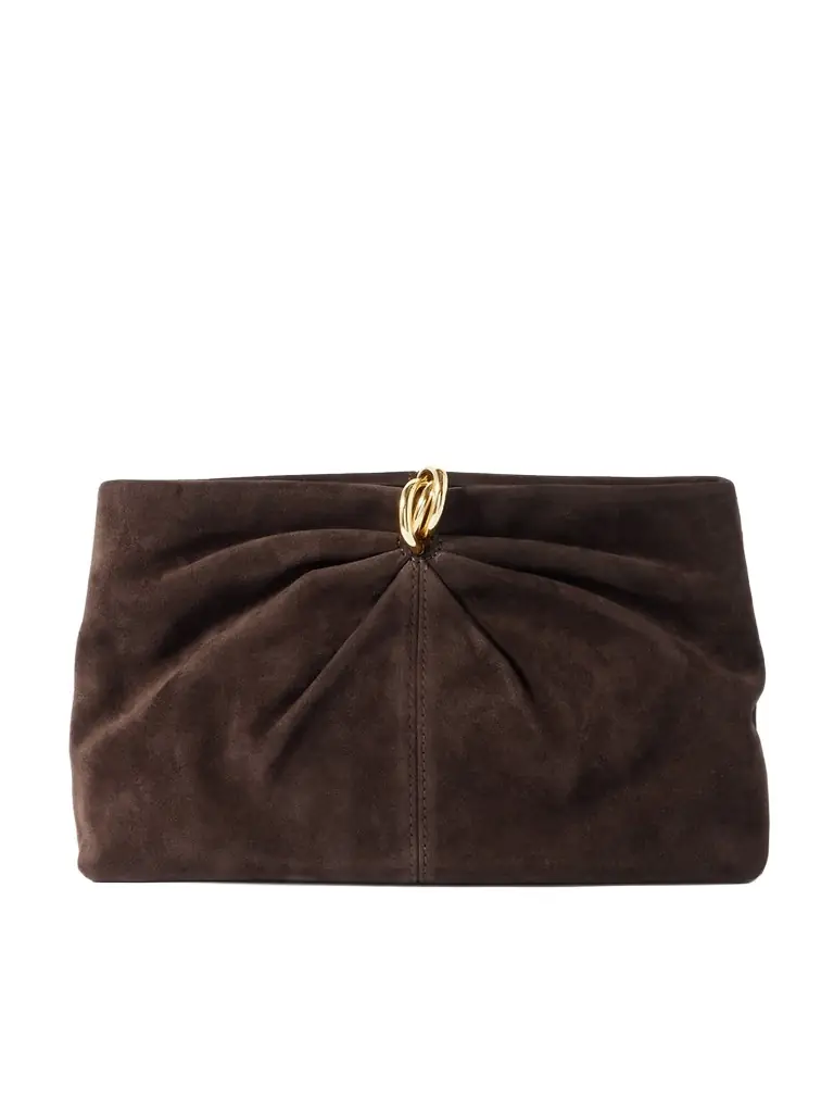 Loeffler Randall Corrine Gathered Suede Clutch