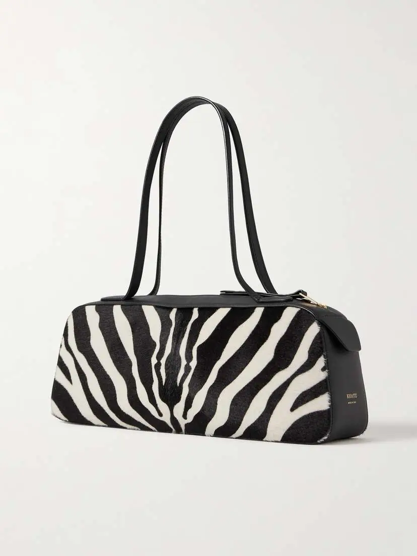 Khaite Simona Leather-trimmed Zebra-print Calf Hair Shoulder Bag | Thumbnail 3 Khaite Simona Leather-trimmed Zebra-print Calf Hair Shoulder Bag | Thumbnail 3