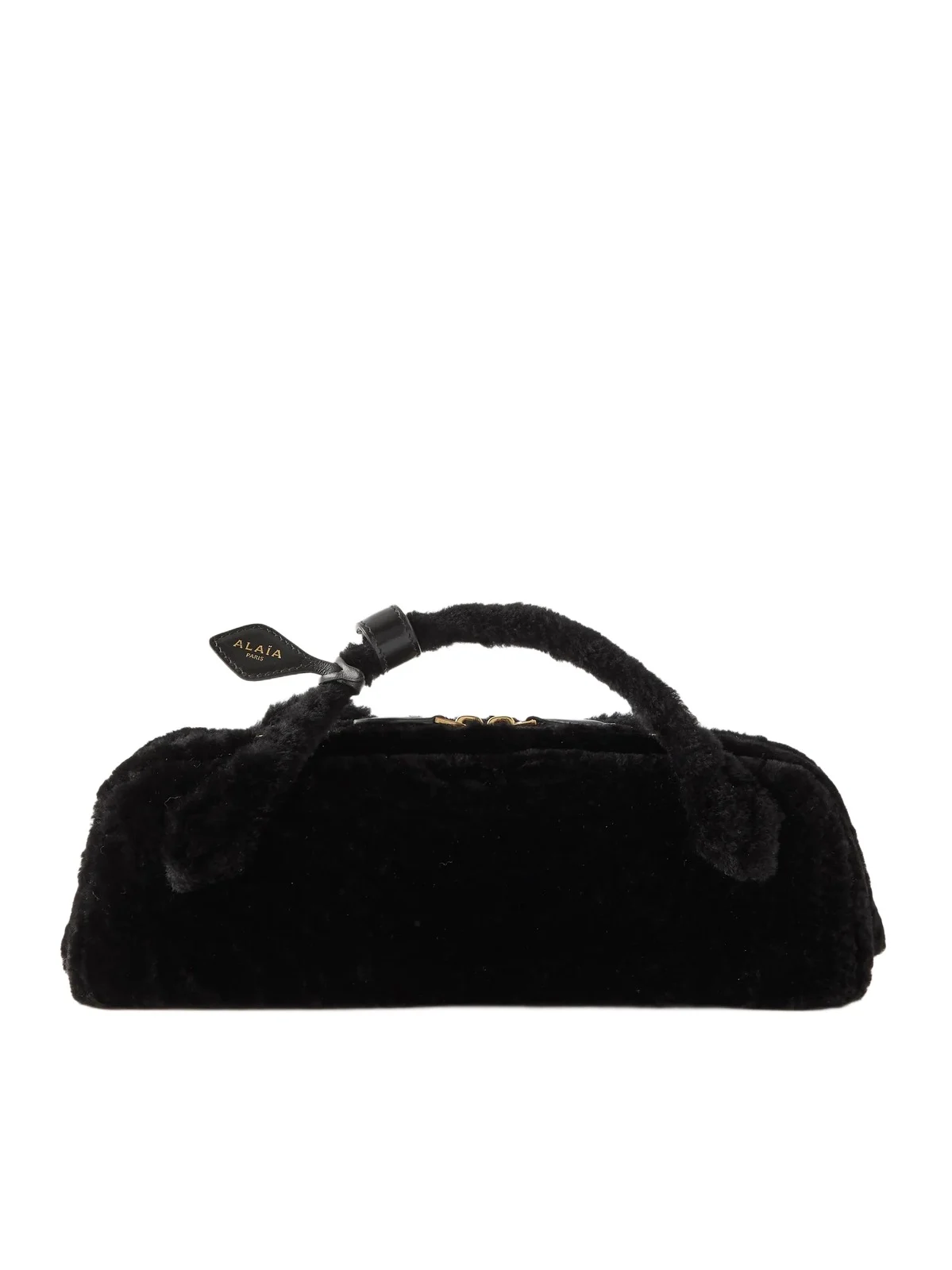 Le Teckel Leather-trimmed Shearling Clutch Le Teckel Leather-trimmed Shearling Clutch