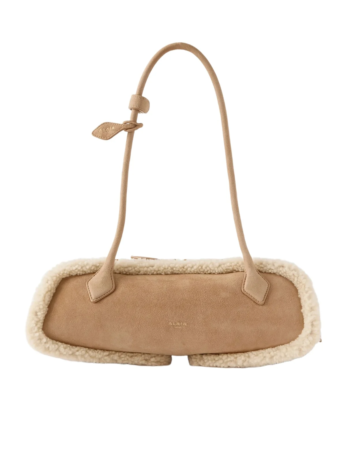 Le Teckel Medium Shearling-trimmed Suede Shoulder Bag Le Teckel Medium Shearling-trimmed Suede Shoulder Bag