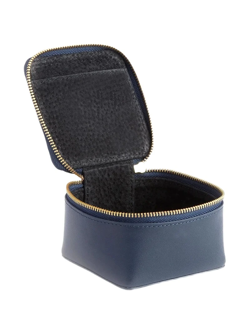 Leather Zippered Jewelry Trinket Case