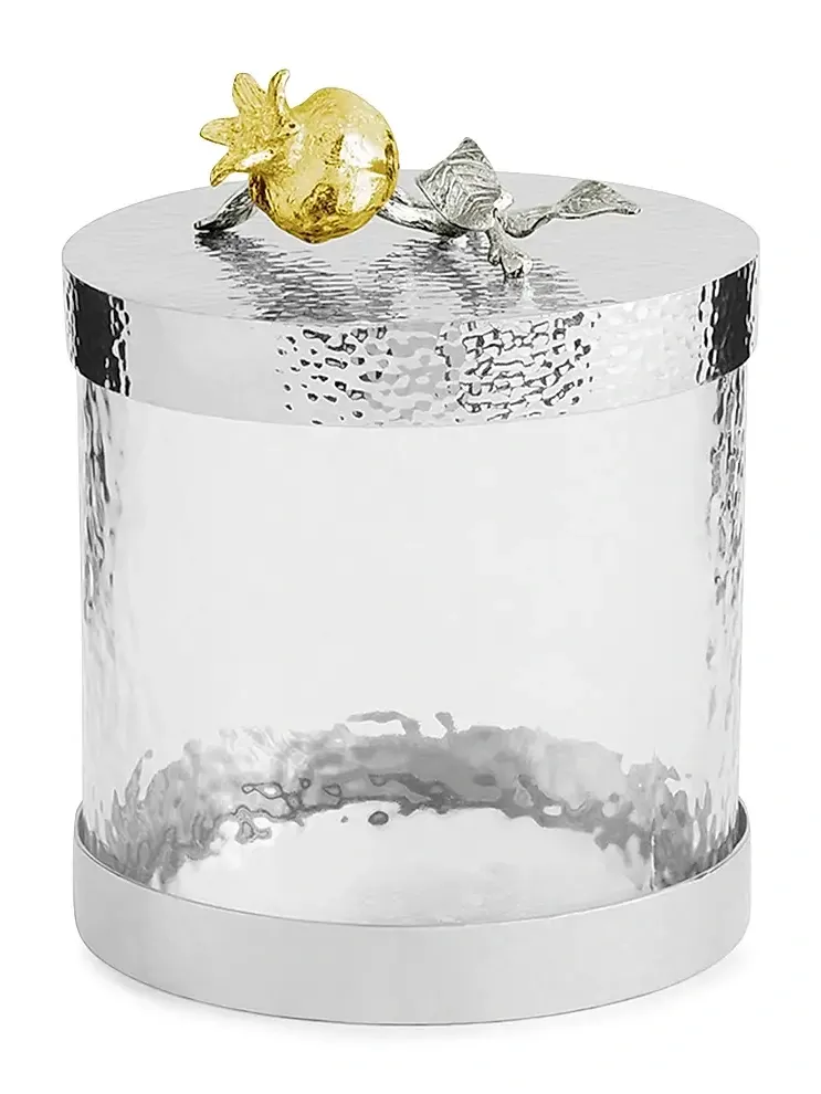 Michael Aram Extra Small Pomegranate Silver & Gold Canister - Grey Yellow