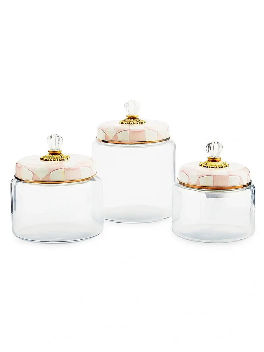 MacKenzie-Childs Small Rosy Check Glass Kitchen Canister | Thumbnail 2