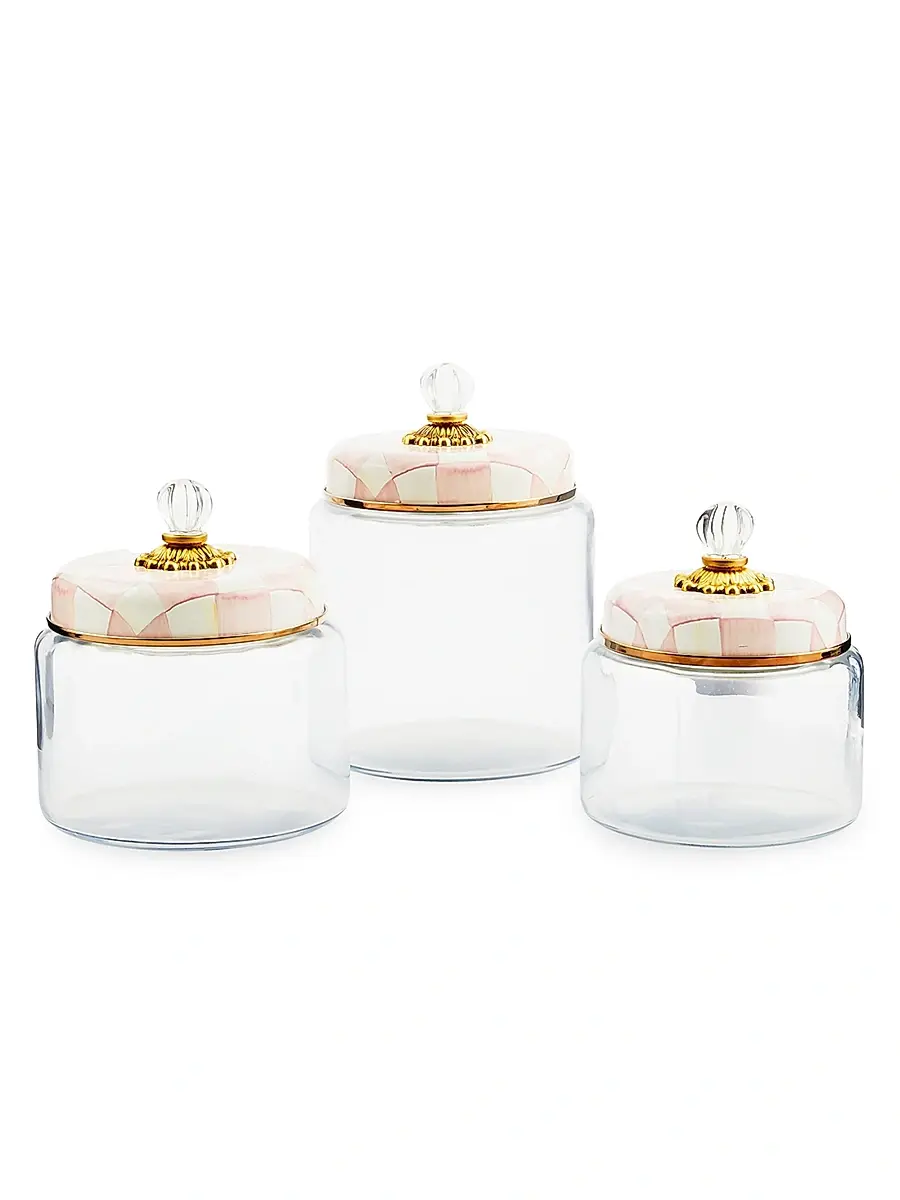 MacKenzie-Childs Medium Rosy Check Glass Kitchen Canister | Thumbnail 2 MacKenzie-Childs Medium Rosy Check Glass Kitchen Canister | Thumbnail 2