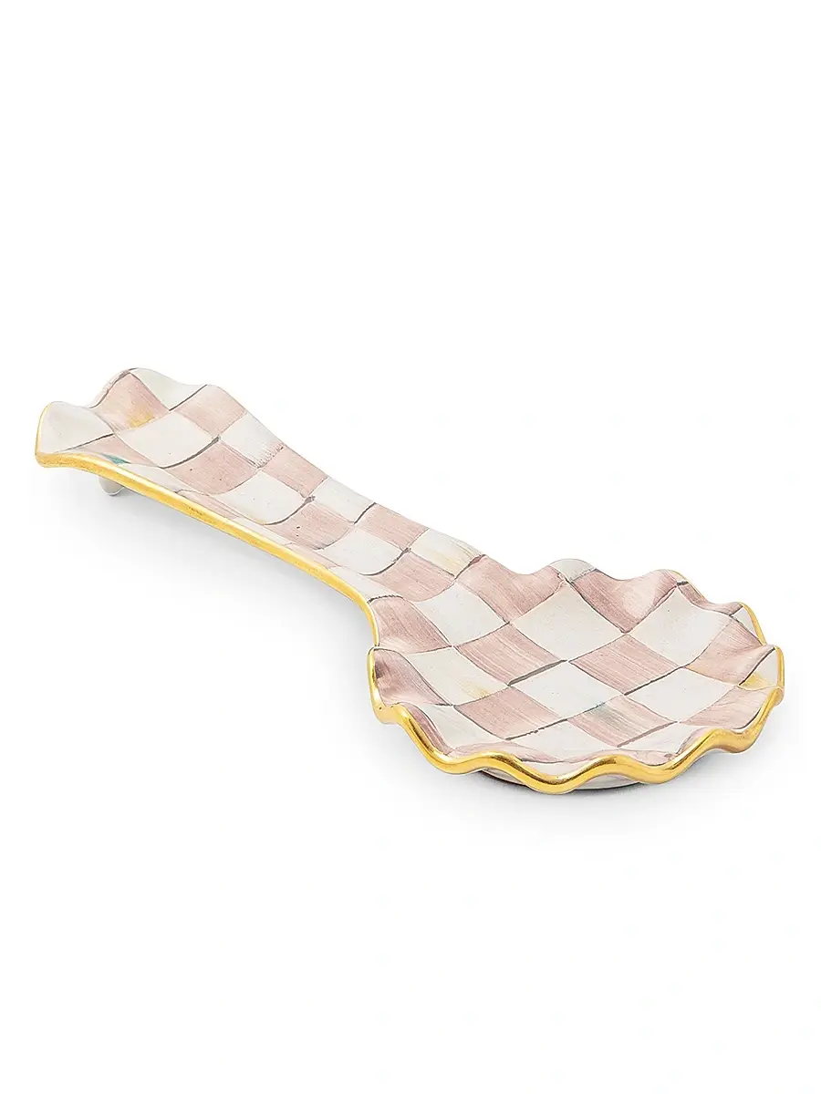 MacKenzie-Childs Rosy Check Ceramic Spoon Rest