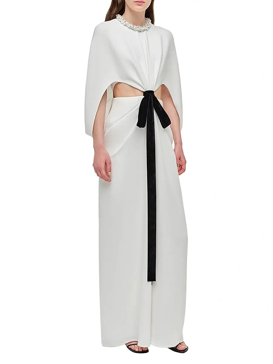 Simkhai Women's Annette Tie-Waist Cape Gown | Thumbnail 2 Simkhai Women's Annette Tie-Waist Cape Gown | Thumbnail 2