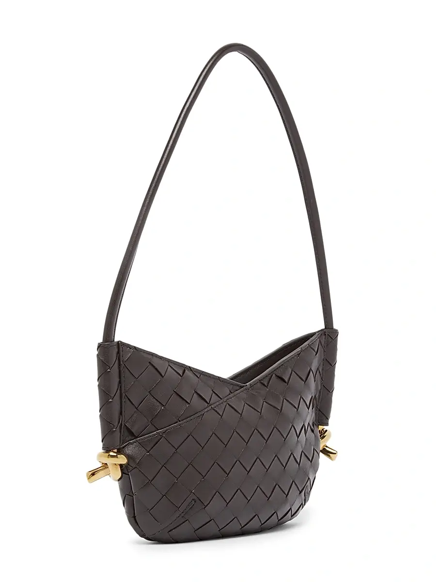 Bottega Veneta Women's Mini Baby Solstice Intrecciato Leather Shoulder Bag - Dark Barolo Brass | Thumbnail 4 Bottega Veneta Women's Mini Baby Solstice Intrecciato Leather Shoulder Bag - Dark Barolo Brass | Thumbnail 4