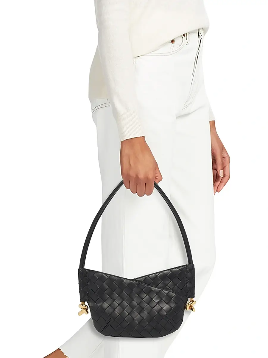 Bottega Veneta Women's Mini Baby Solstice Intrecciato Leather Shoulder Bag - Dark Barolo Brass | Thumbnail 8 Bottega Veneta Women's Mini Baby Solstice Intrecciato Leather Shoulder Bag - Dark Barolo Brass | Thumbnail 8