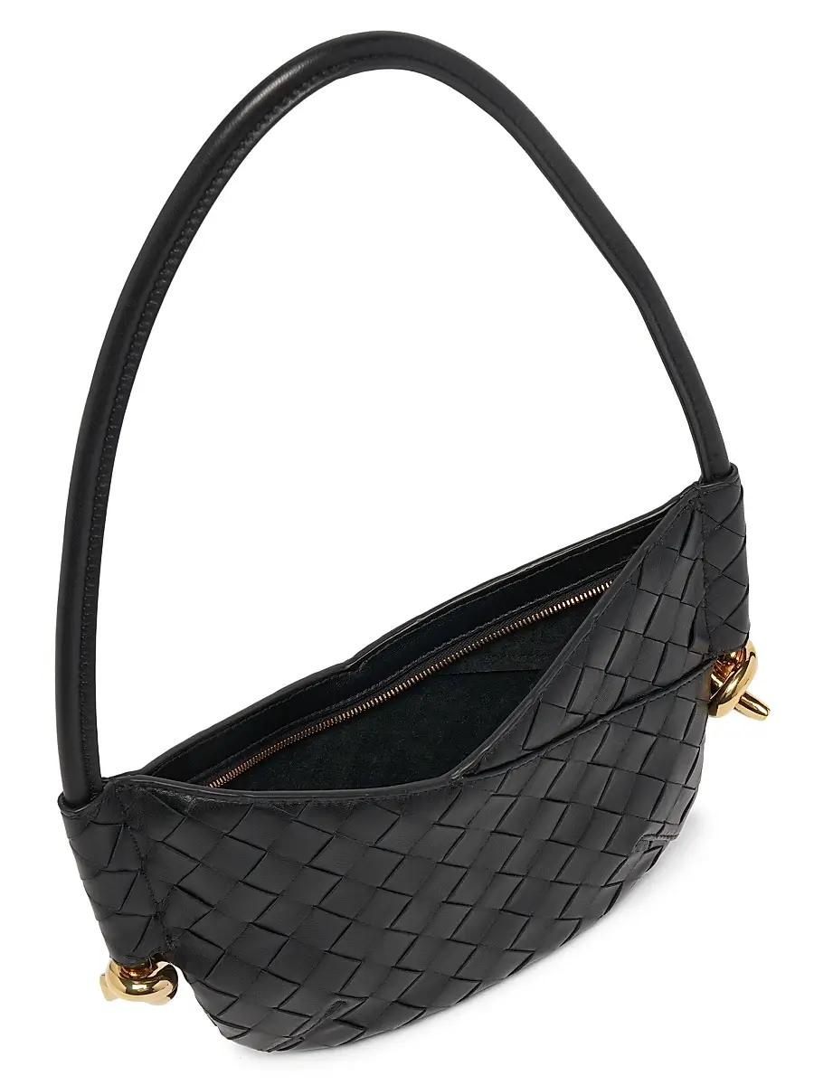 Bottega Veneta Women's Mini Baby Solstice Intrecciato Leather Shoulder Bag - Dark Barolo Brass | Thumbnail 9 Bottega Veneta Women's Mini Baby Solstice Intrecciato Leather Shoulder Bag - Dark Barolo Brass | Thumbnail 9