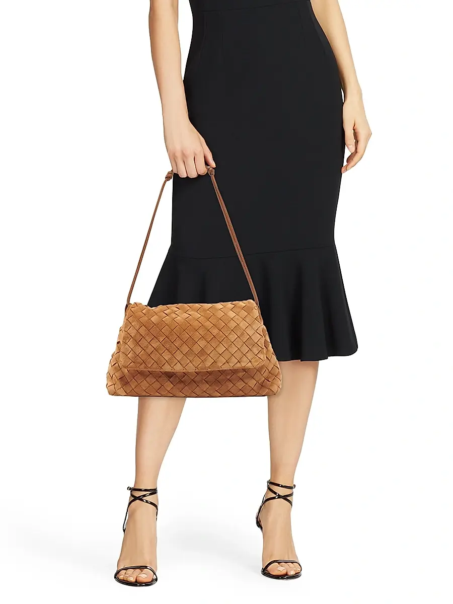 Bottega Veneta Women's Giorno Intrecciato Suede Shoulder Bag | Thumbnail 2