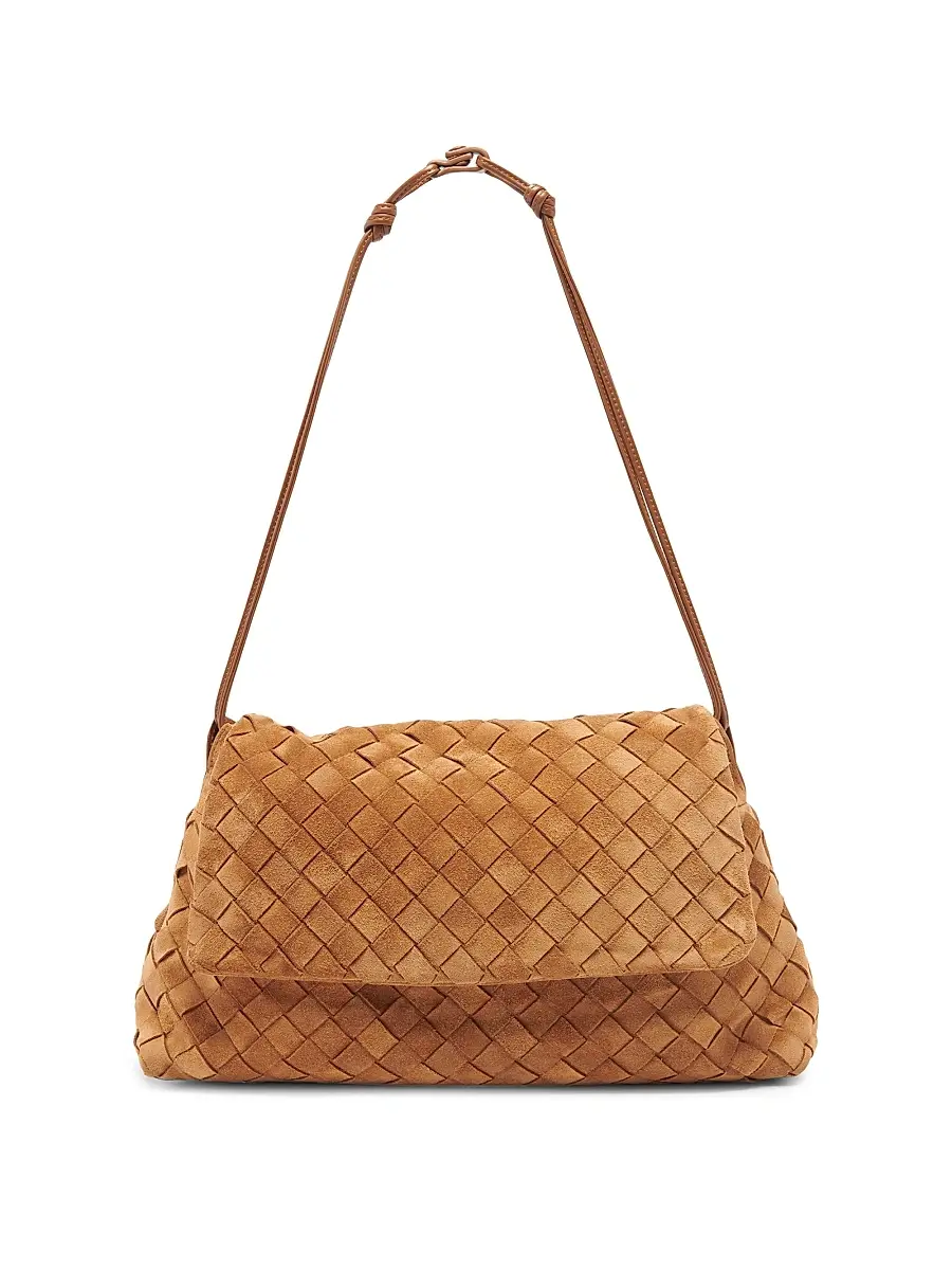 Bottega Veneta Women's Giorno Intrecciato Suede Shoulder Bag | Thumbnail 4