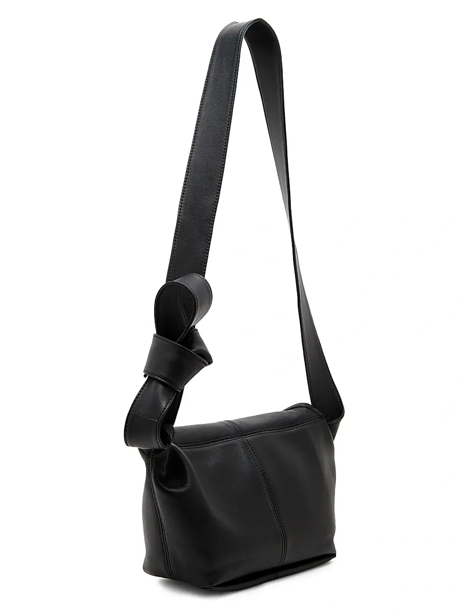 Bottega Veneta Men's Baby Sawyer Silky Leather Shoulder Bag - Black Silver | Thumbnail 4 Bottega Veneta Men's Baby Sawyer Silky Leather Shoulder Bag - Black Silver | Thumbnail 4
