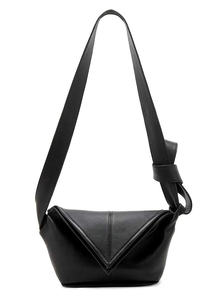 Bottega Veneta Men's Baby Sawyer Silky Leather Shoulder Bag - Black Silver | Image 1 Bottega Veneta Men's Baby Sawyer Silky Leather Shoulder Bag - Black Silver | Image 1