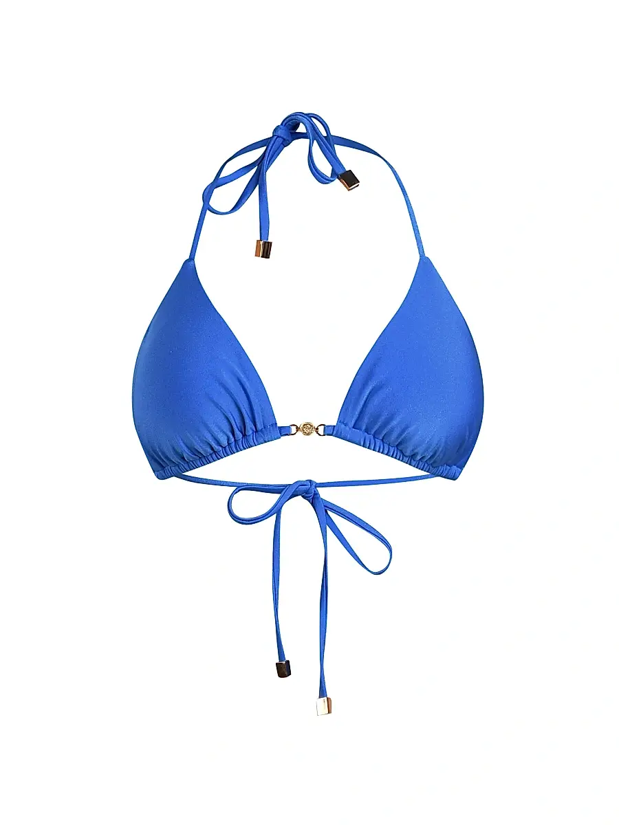L'Agence Women's Shimmer Solids Kristin Shimmer Triangle Bikini Top - Capri Blue | Image 1 L'Agence Women's Shimmer Solids Kristin Shimmer Triangle Bikini Top - Capri Blue | Image 1
