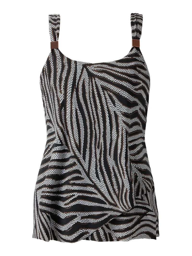 Women's Zirconic Dazzle Zebra-Print Tankini Top Women's Zirconic Dazzle Zebra-Print Tankini Top