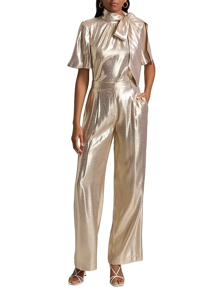 Ramy Brook Women's Izzy Metallic Silk-Blend Wide-Leg Pants | Thumbnail 2 Ramy Brook Women's Izzy Metallic Silk-Blend Wide-Leg Pants | Thumbnail 2