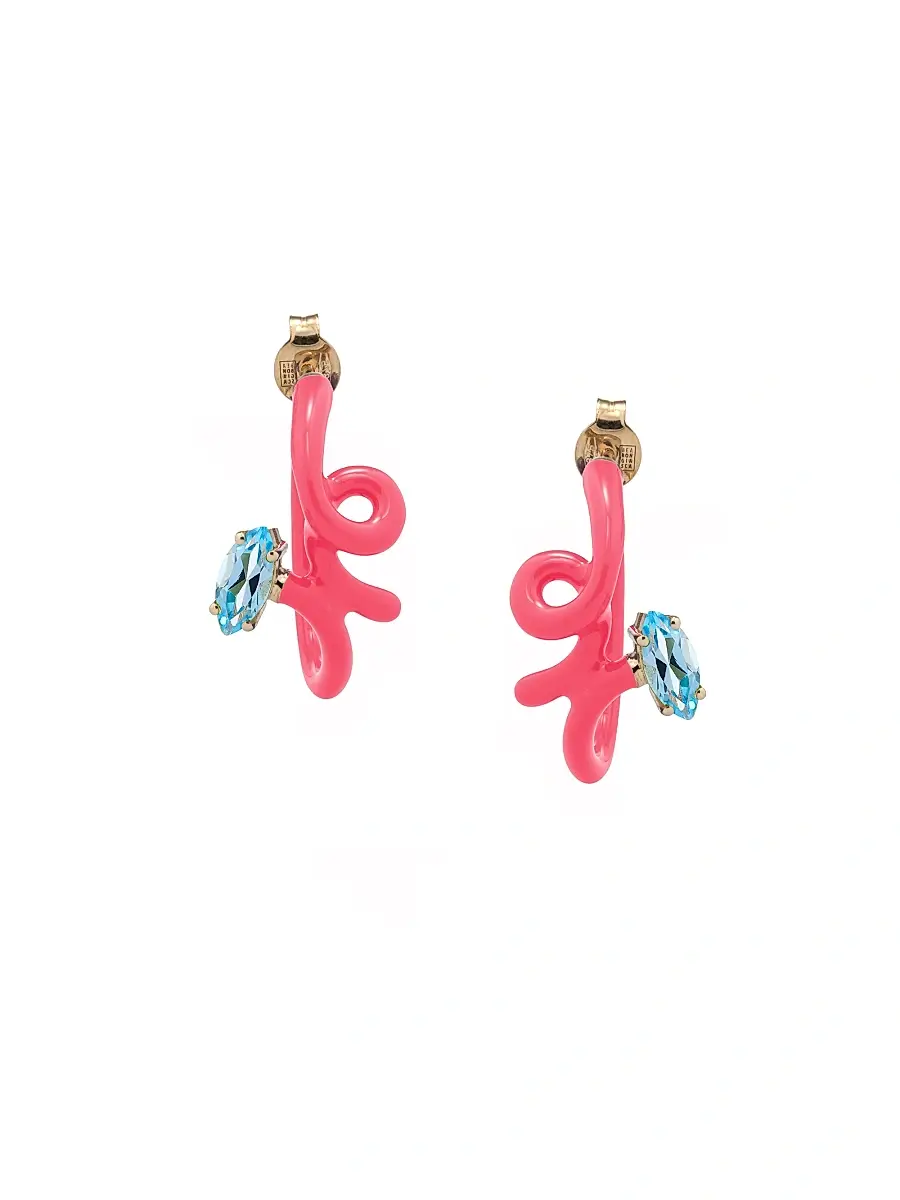 Bea Bongiasca Women's You're So Vine Baby Vine 9K Yellow Gold, Blue Topaz & Enamel Earrings - Topaz | Thumbnail 2