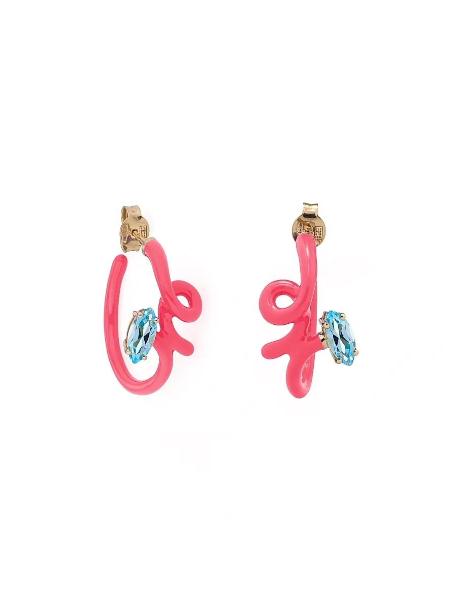 Bea Bongiasca Women's You're So Vine Baby Vine 9K Yellow Gold, Blue Topaz & Enamel Earrings - Topaz