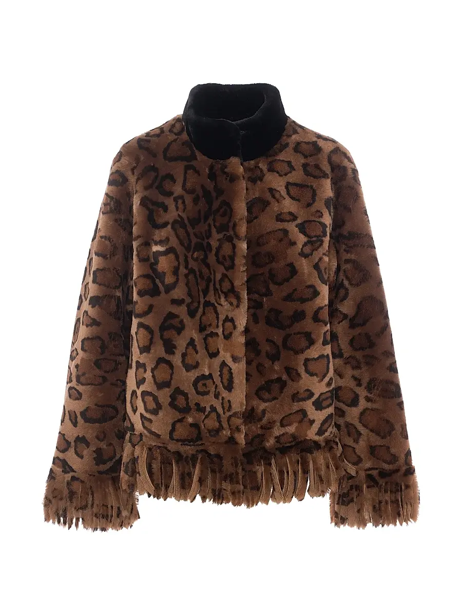 Gorski Women's Shearling Lamb Coat with Fringes - Lprd Black - Size XL | Image 1 Gorski Women's Shearling Lamb Coat with Fringes - Lprd Black - Size XL | Image 1