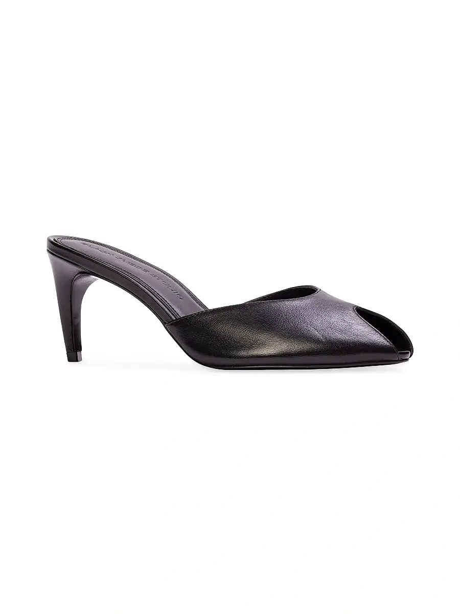 Black Suede Studio Women's Dovie 70MM Leather Mules | Thumbnail 2 Black Suede Studio Women's Dovie 70MM Leather Mules | Thumbnail 2