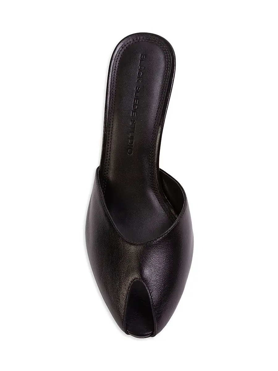 Black Suede Studio Women's Dovie 70MM Leather Mules | Thumbnail 5 Black Suede Studio Women's Dovie 70MM Leather Mules | Thumbnail 5