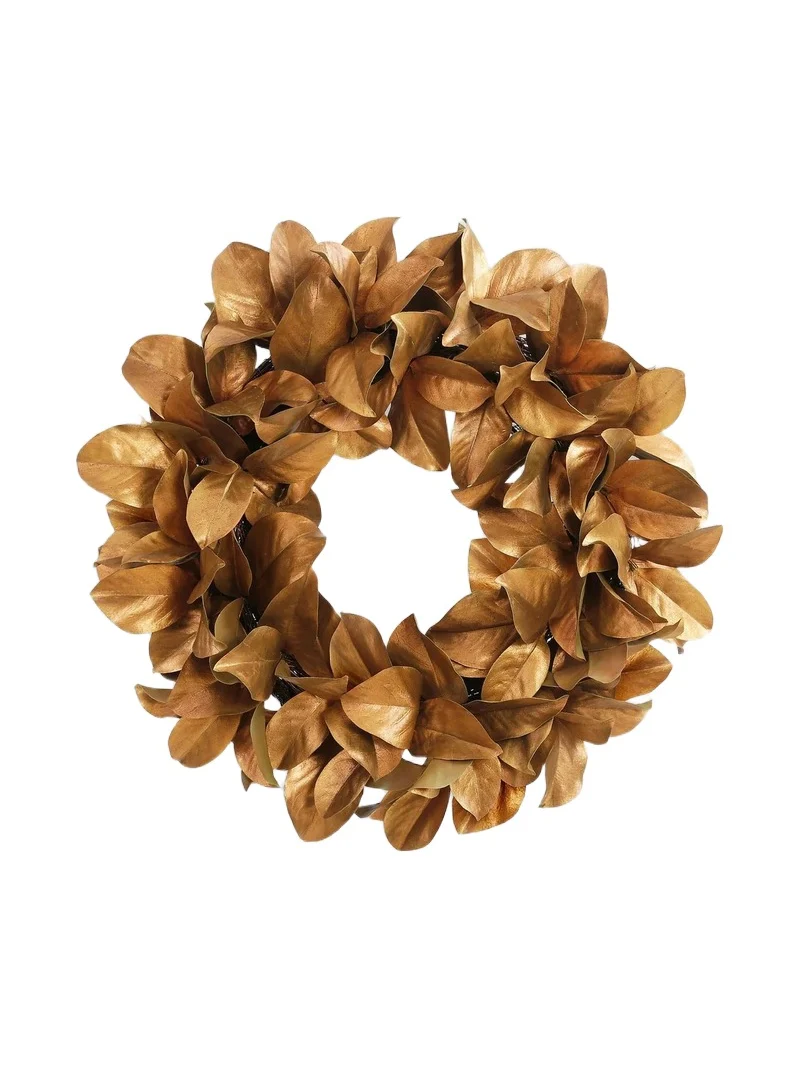 Winward Home Holiday Magnolia Gold Leaf Wreath