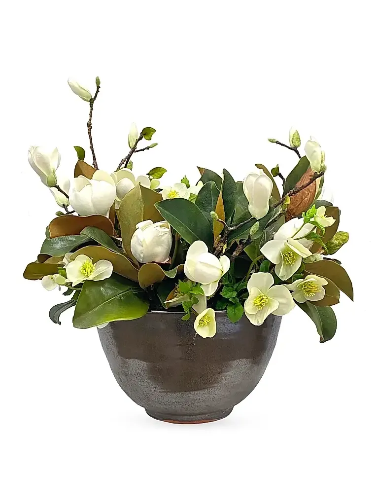 Winward Home Everyday Floral Magnolia Hellebores Arrangement