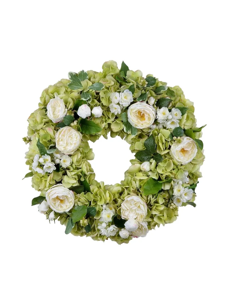 Winward Home Faux Rose Hydrangea Wreath