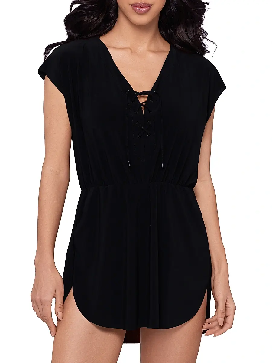 Magicsuit Women's Cover Ups Lace-Up Minidress | Thumbnail 2 Magicsuit Women's Cover Ups Lace-Up Minidress | Thumbnail 2