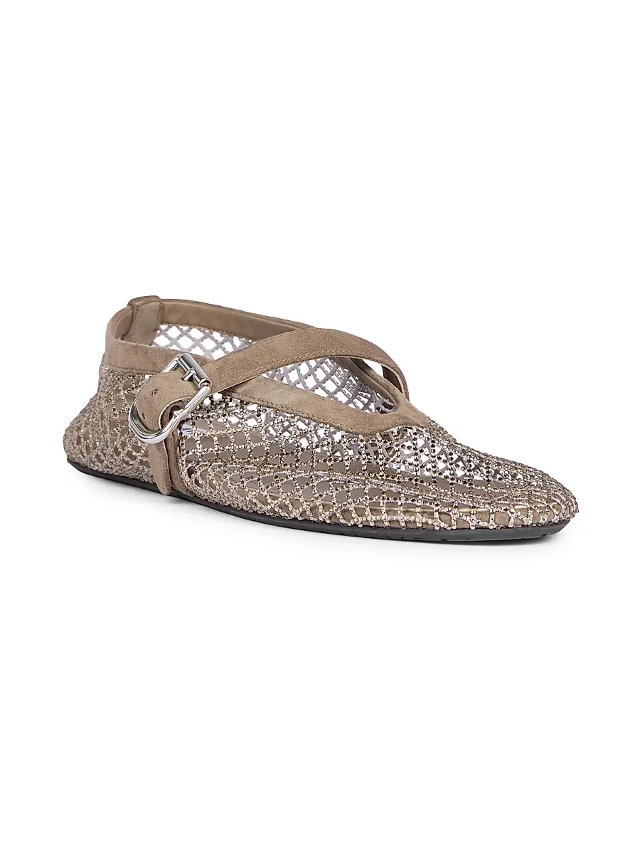 Alaïa Women's Rhinestone-Mesh Buckle-Strap Ballet Flats | Thumbnail 2 Alaïa Women's Rhinestone-Mesh Buckle-Strap Ballet Flats | Thumbnail 2