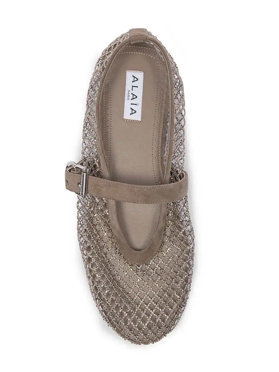 Alaïa Women's Rhinestone-Mesh Buckle-Strap Ballet Flats | Thumbnail 4 Alaïa Women's Rhinestone-Mesh Buckle-Strap Ballet Flats | Thumbnail 4