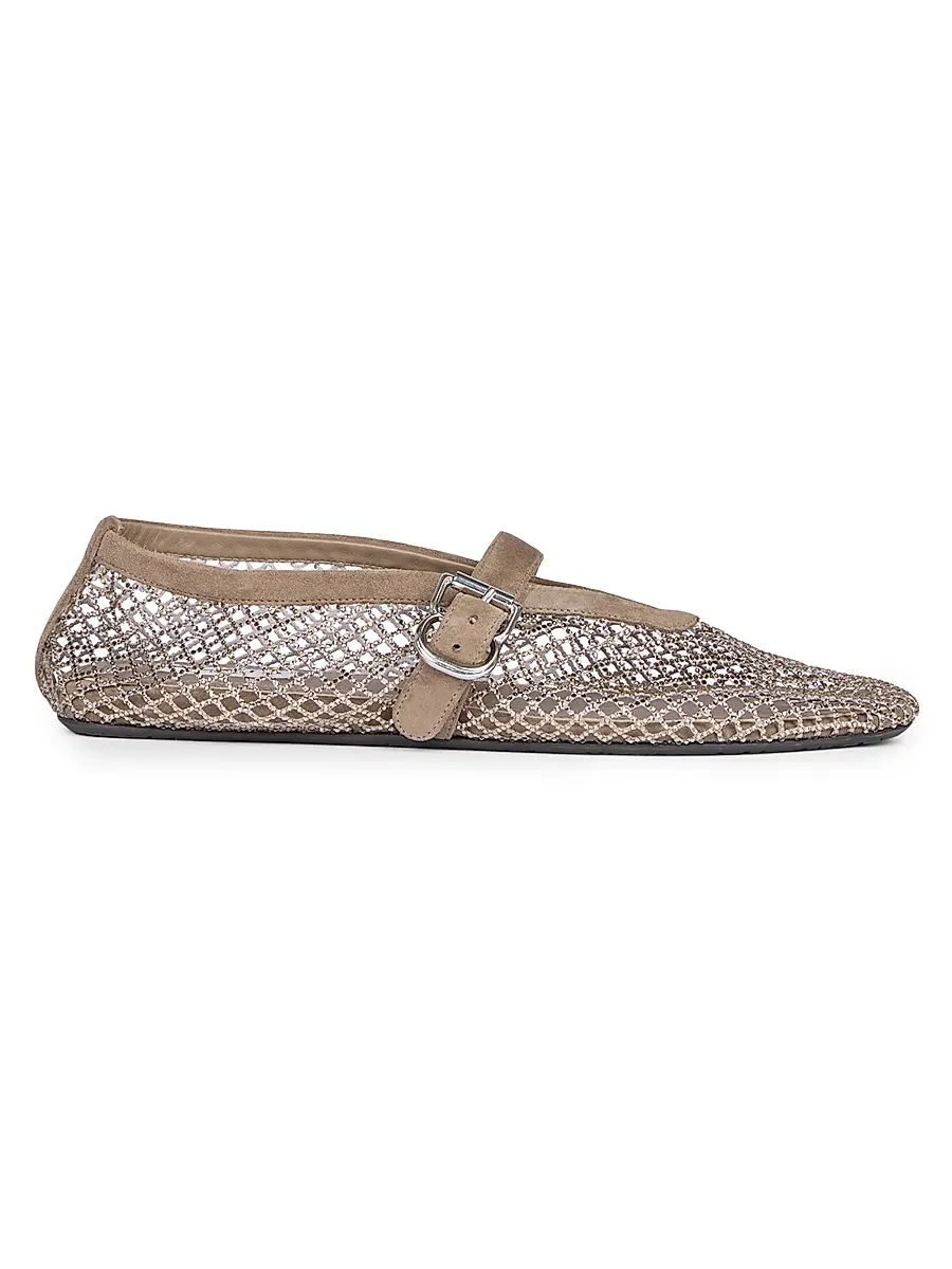 Women's Rhinestone-Mesh Buckle-Strap Ballet Flats Women's Rhinestone-Mesh Buckle-Strap Ballet Flats