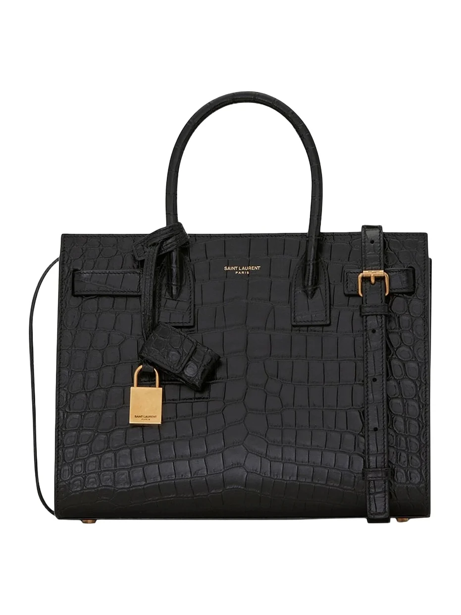 Women's Sac De Jour Baby Top Handle Bag In Crocodile-Embossed Matte Leather