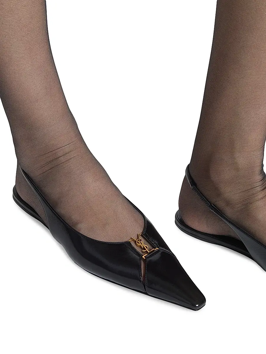 Saint Laurent Women's Babylone Slingback Flats in Smooth Leather - Black | Thumbnail 5 Saint Laurent Women's Babylone Slingback Flats in Smooth Leather - Black | Thumbnail 5