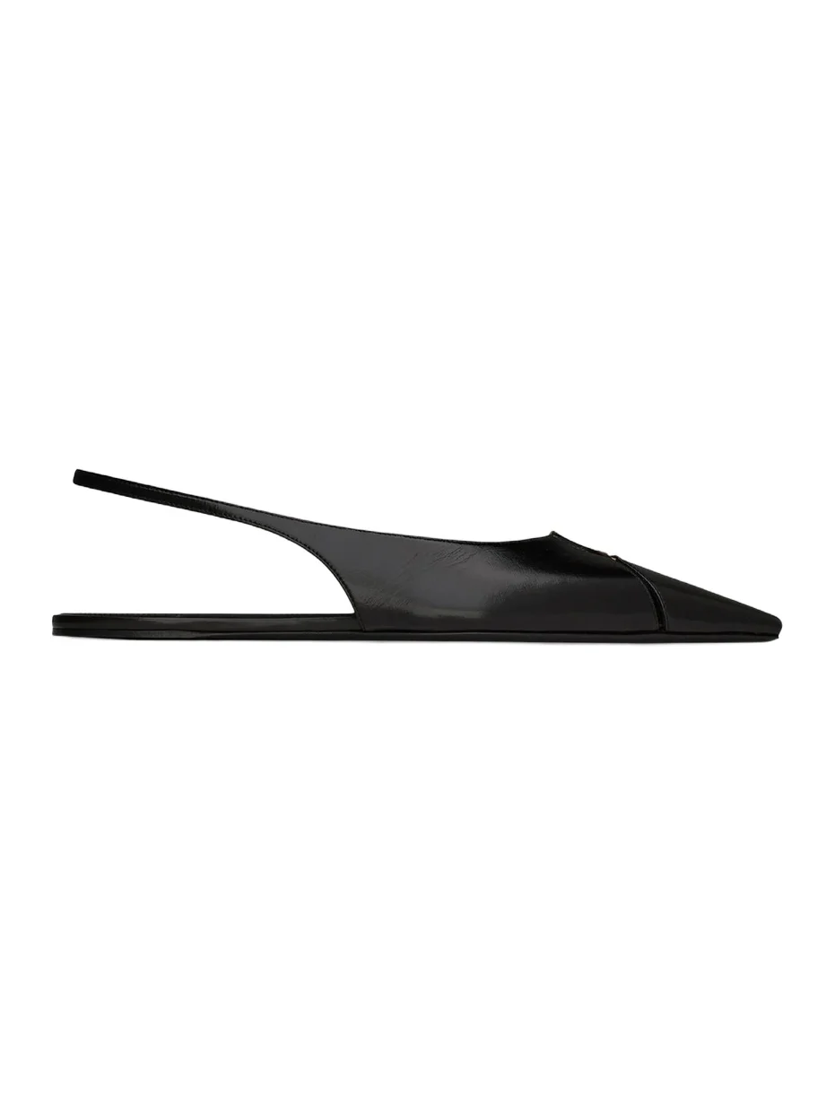 Saint Laurent Women's Babylone Slingback Flats in Smooth Leather - Black