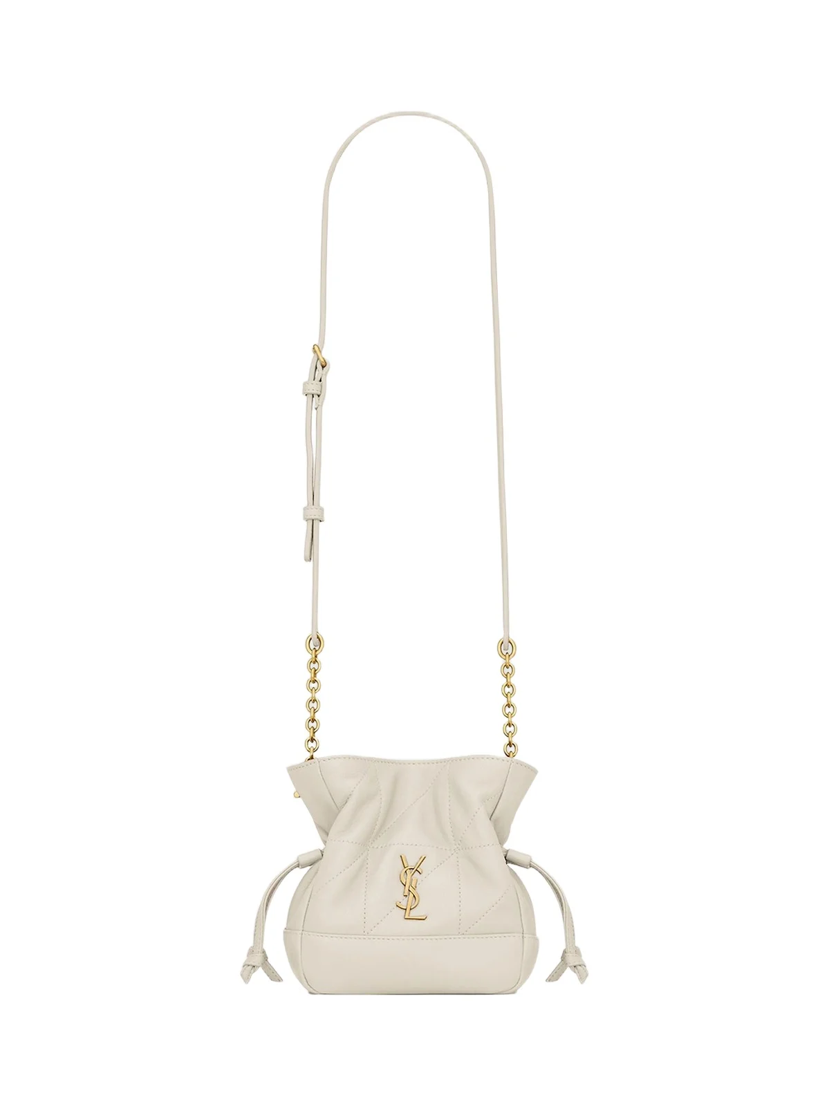 Saint Laurent Women's Jamie Mini Shoulder Pouch in Lambskin - Blanc Vintage