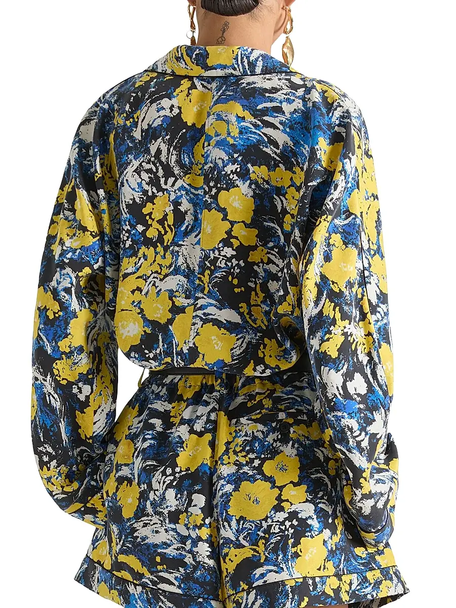 Givenchy Women's Pyjama Shirt in Viscose with Floral Print - Blue Yellow | Thumbnail 3 Givenchy Women's Pyjama Shirt in Viscose with Floral Print - Blue Yellow | Thumbnail 3